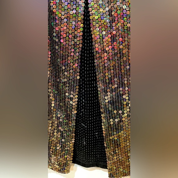 Adrianna Papell Evening Gown. Black lining with dark brown sequins. Size 8. - Picture 9 of 12